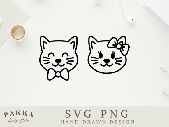 Cat Face Svg Png Bundle Boy Girl Wedding Graphics