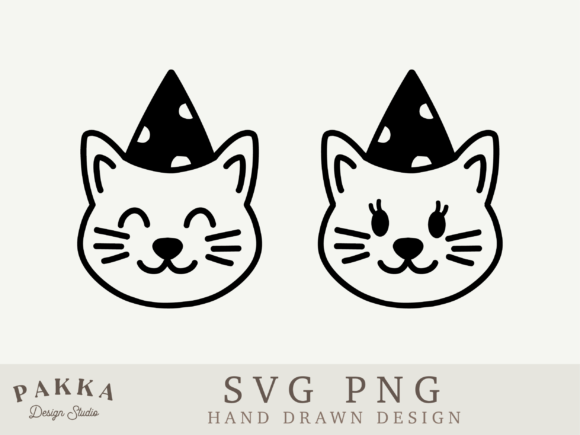 Cat with Birthday Hat SVG PNG for Crafts