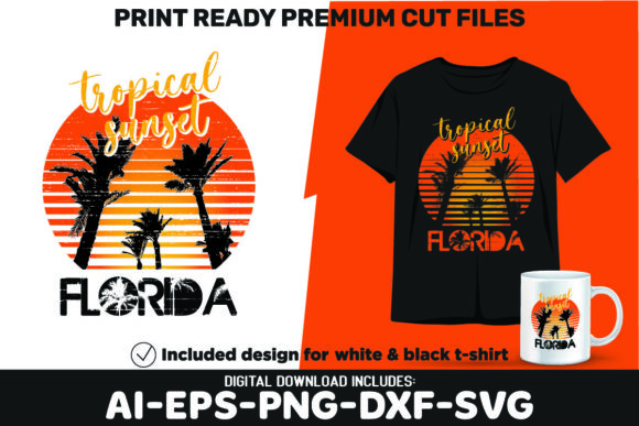 Florida Tropical Summer Sunset SVG PNG Graphics