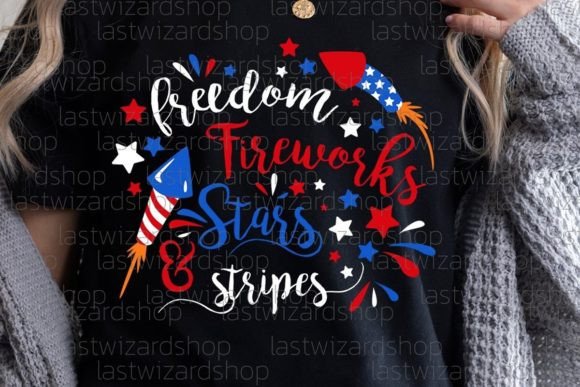 Freedom Fireworks Stars Svg, 4th of July Graphics