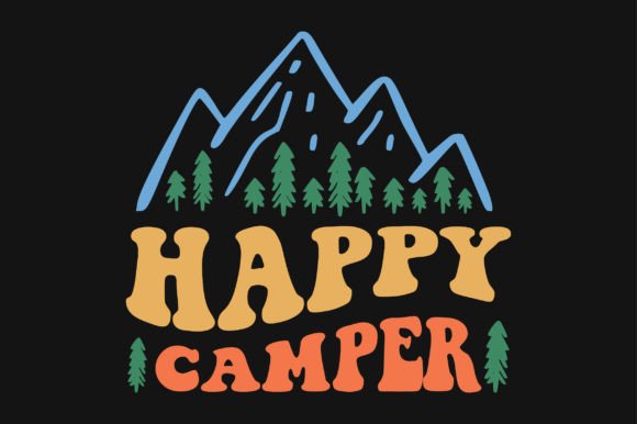 Happy Camper Camping SVG T-shirt Design: Graphics for Crafts & Digital Products