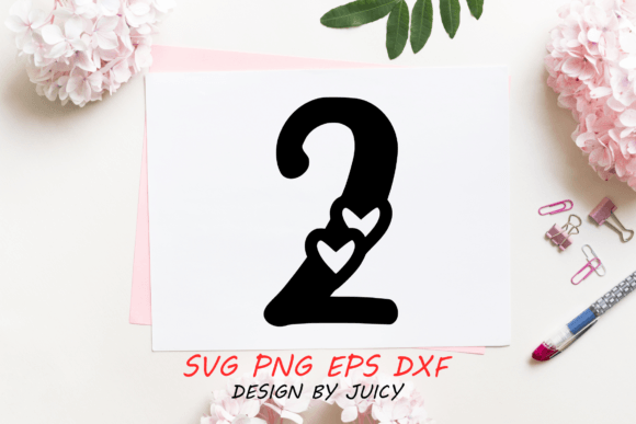 Number with Hearts 2 SVG for Crafts & Graphics